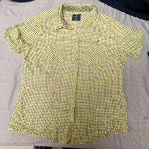Faded Glory juniors size medium lime green, dark green, white plaid button up